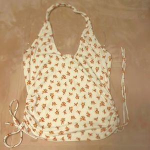 SHEIN halter flower white top
